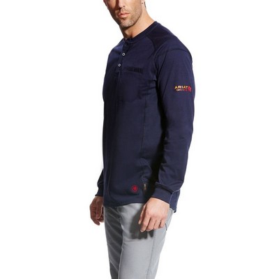 FR Air Henley Long Sleeve Navy Shirt