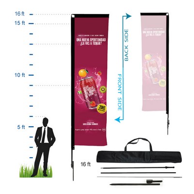 16.5' Rectangle Advertising Flag w/Single Sided Print (Kit 5)