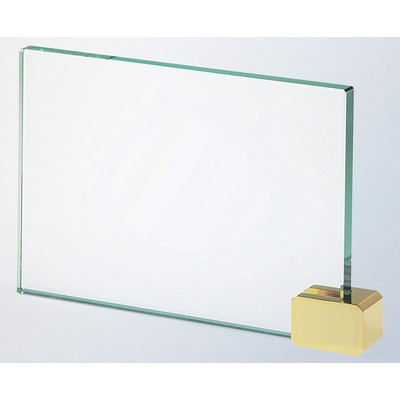 Jade Glass Award with Brass Rectangle Holder (7"x5")