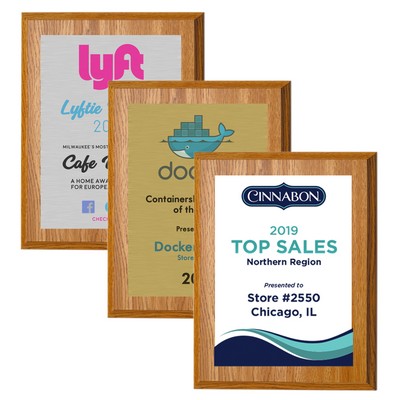 9" x 12" Oak Finish Plaque w/ Full Color Sublimated Imprint