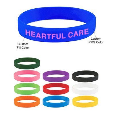 Debossed Silicone Wristbands w/Color Filled