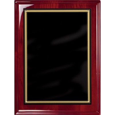 Rosewood Piano Finish Plaque, Black-Gold Brass Plate, 12"x15"