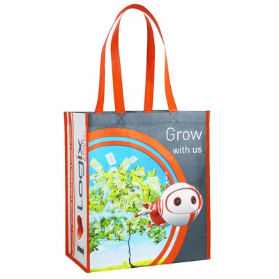 Custom Full-Color 170g Double Laminated RPET (recycled from plastic bottles) Tote Bag 13"x15"x8"