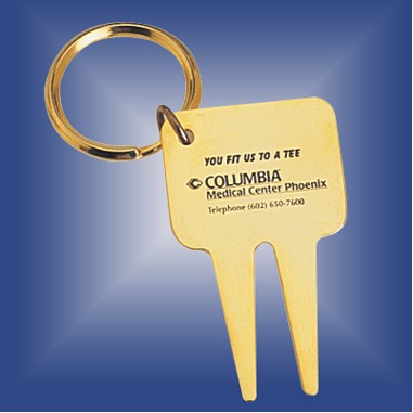 Gold Plated Golf Divot Key Ring - ON SALE - LIMITED STOCK