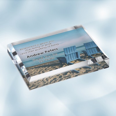 Color Imprinted Photo Acrylic Rectangle Paperweight