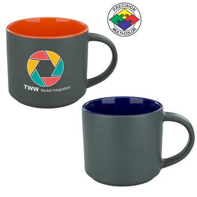 16 Oz. Satin Graphite/Blue Two Tone Norwich Contemporary Mug - Precision Spot Color