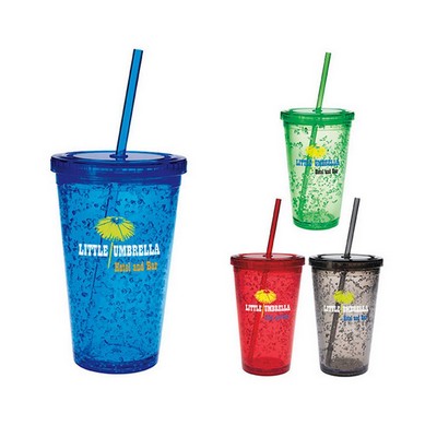 16 Oz. Double Wall Tumbler w/Straw