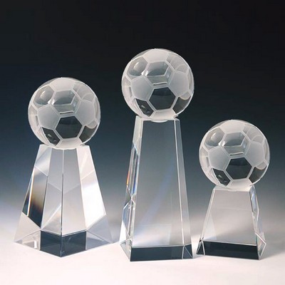 Soccer Tower Optical Crystal Award/Trophy 9"H