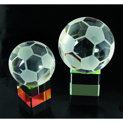 Soccer Ball w/clear Base Optical Crystal Award/Trophy 2.375"H