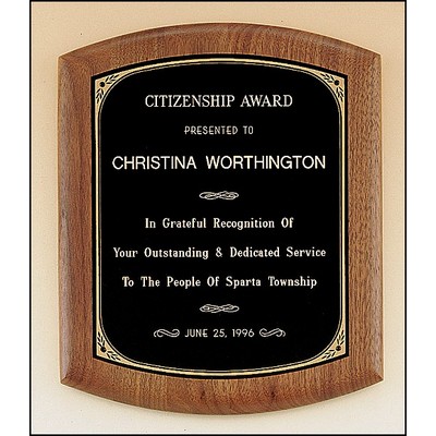 American Walnut Plaque w/Black Brass Plate, Rounded Edges & Printed Border (8.5"x 10")