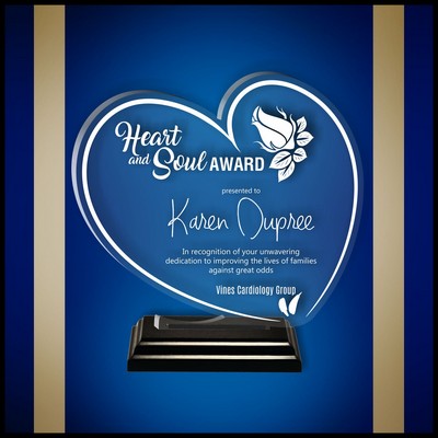 10" Heart Clear Acrylic Award in a Black Wood Base