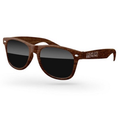 Faux-wood Retro Sunglasses