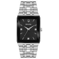 Bulova Men's Silver-tone Watch with Diamonds