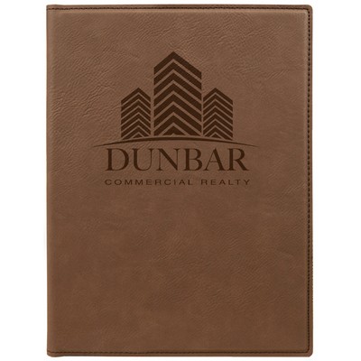 Dark Brown 7" x 9" Portfolio with Notepad, Laserable Leatherette