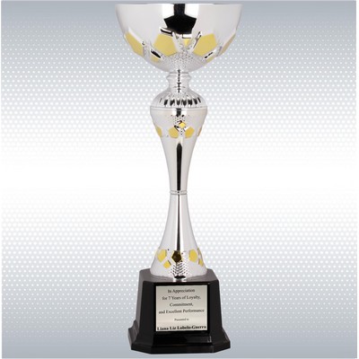 12" Silver/Gold Completed Metal Cup Trophy On Plastic Base