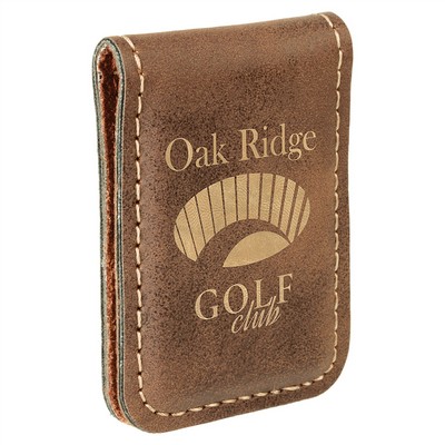 Rustic-Gold Money Clip, Laserable Leatherette