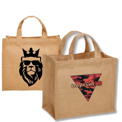 Recyclable Compact Jute Tote Bag W/ Gusset (9" x 8" x 5")