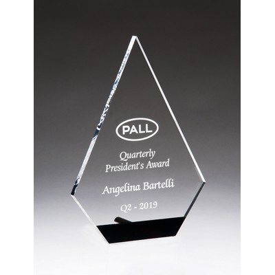 Diamond Series Clear Acrylic Award with Black Accent and Silver Post