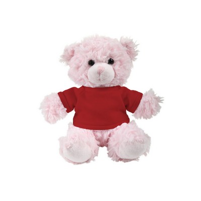 soft plush Pink Curly Sitting Bear with t-shirt