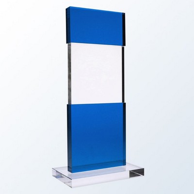 Blue Tiered Post Optic Crystal Award - Medium