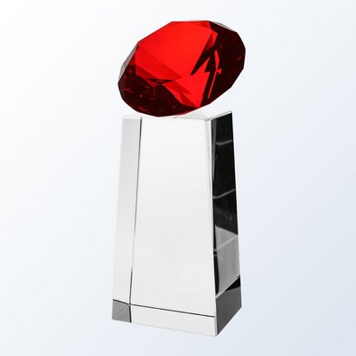 Red Diamond Slant Optic Crystal Award - Large