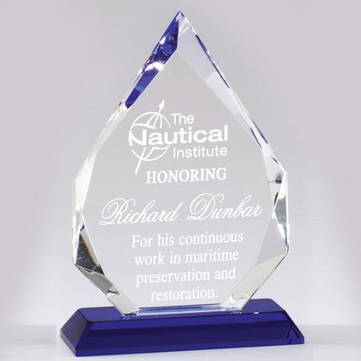 Optical Arrowhead Crystal Award w/Blue Base (7¾" x 5")