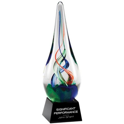 8¼" Art Sculpture Multi-Color Blown Glass Tear Drop Award