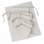 Bleached Cotton Pouch w/Ivory Cord (6"x14")