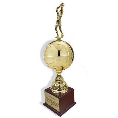 30" Large Gold Basketball Trophy w/Male Basketball Figure