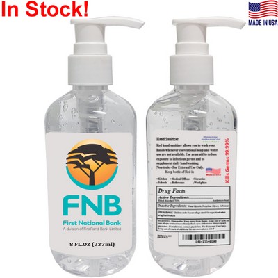 Hand Sanitizer 70% Alcohol 8 oz Pump Bottle