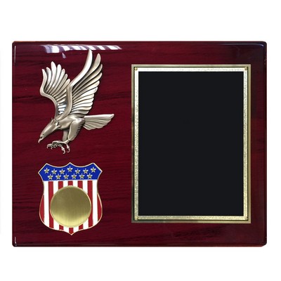 Eagle & American Shield Plaque w/2" Military Insert (10½" x 13")