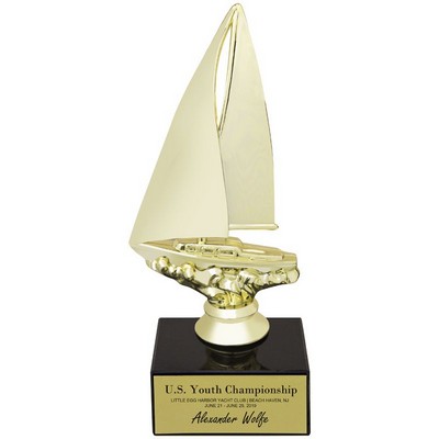 9½" Sailboat Figure Trophy w/Black Marble Base