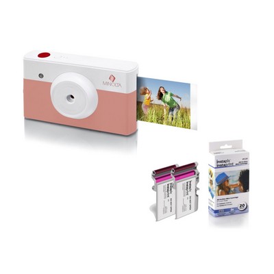 Minolta® Coral Pink & White Instapix™ Instant Camera/Printer