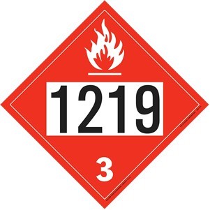 Flammable Liquid -Isopropanol, Removable Vinyl Placard - 10.75" x 10.75"