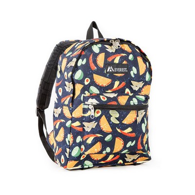 Everest Basic Pattern Backpack, Black/Various Tacos