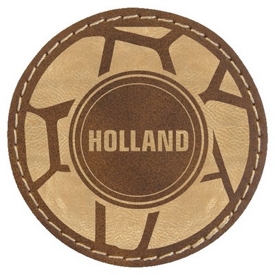 Round Engraved Patch with Adhesive, Rustic Faux Leather, 2 1/2" diameter