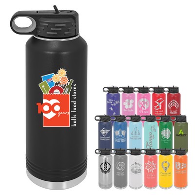 PolarFlask - 40 Oz. Polar Camel Water Bottle, Flip Top Straw Lid, Vacuum Insulated Stainless Steel