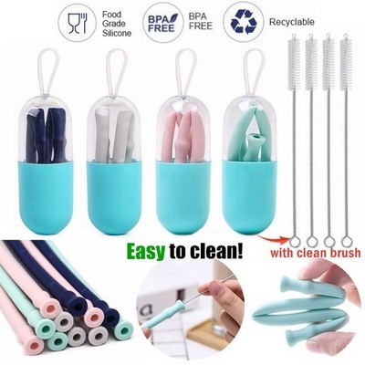 Collapsible Silicone Foldable Straw Tube