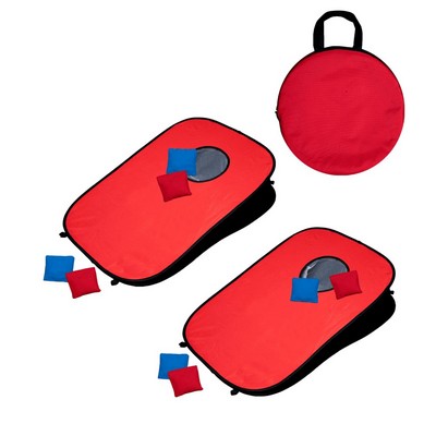 Collapsible Cornhole Game Toss Set w/8 Bean Bags & Carry Case