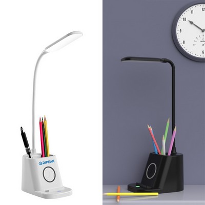 Eye Caring LED Dimmable Desk Lamp Pen Holder With Wireless Charger