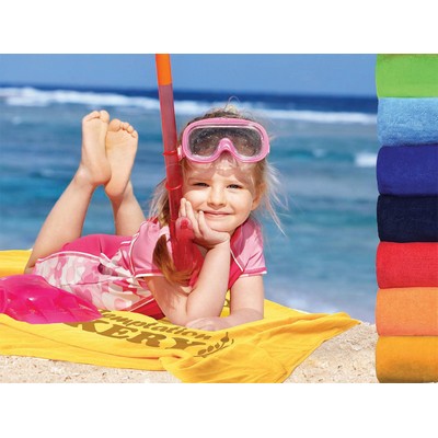 Custom Solid Color Velour Beach Towel (35" x 70" - 19.0# per dozen weight)