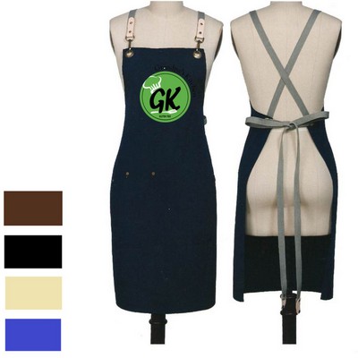 100% Cotton Canvas Kitchen Aprons w/ Detachable cross straps