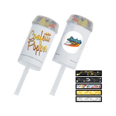 Push Up Silver Confetti Popper w/A Custom Printed Decal