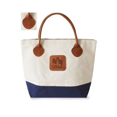 Extra Large Two Tone Tote Bag (Canvas/Spade End Leather Handles)