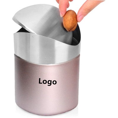 Brushed Stainless Steel Small Mini Tiny Trash Bin Can