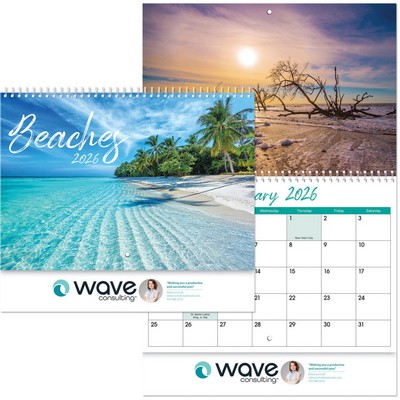 Full Color Beaches Spiral Wall Calendar