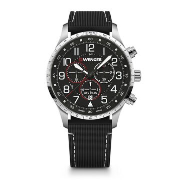 Swiss Army Attitude Chronograph Black Dial, Black Silicone Strap Large