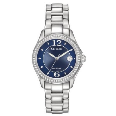 Citizen® Ladies Silhouette Crystal Eco-Drive® Watch w/Blue Dial & Brilliant Crystals