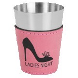 2 Oz. Pink Leatherette/Stainless Steel Shot Glass