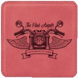 Square Pink Leatherette Coaster